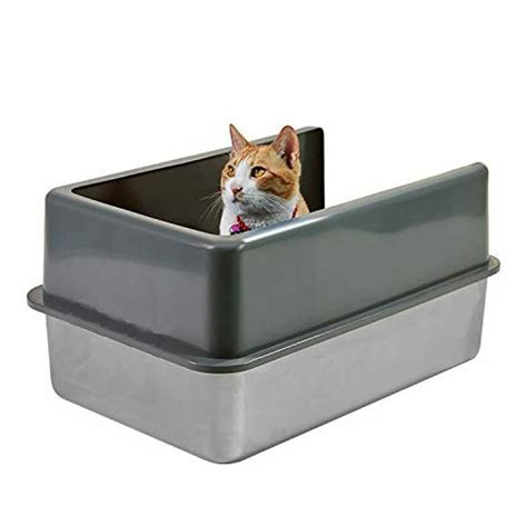 stainless steel litter box cat|enclosed stainless steel litter box.